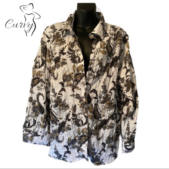 PAISLEY BUTTON UP LONG SLEEVED SHIRT IN SIZE 2X - Picture 7 of 10